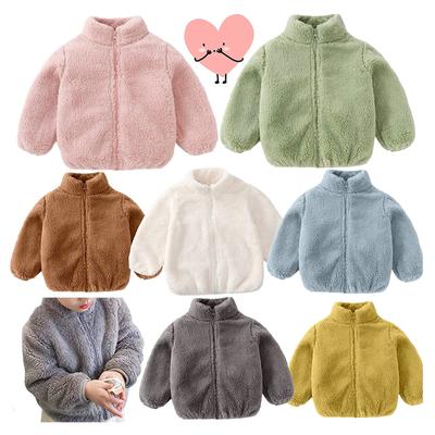 Toddler Kids Baby Girls Boys Cute Zipper Solid Thick Fleece Coat Warm Outwear