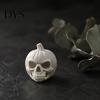 Creepy Study Table Accents 3D Printed Skull Pumpkin Ornament, White Resin Skeleton Statue, Dark Style Room Decor Halloween Themed Sculpture
