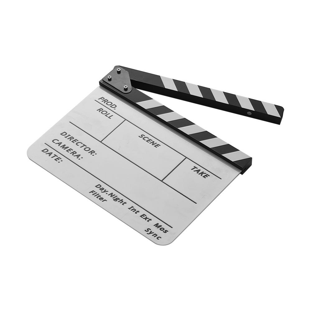 Professional Acrylic Clapboard Dry Erase TV Film Movie Director Cut Action Scene Clapper Board Slate With Marker Pen Eraser