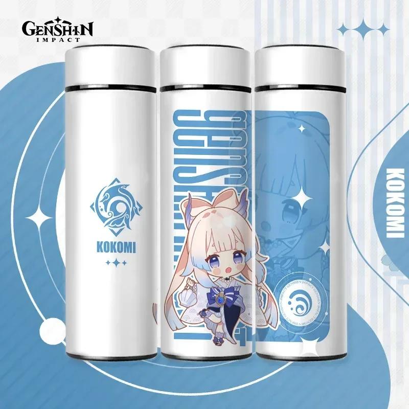 500ml Genshin Impact Thermo Bottle Stainless Steel Kawaii Anime Insulated Cup Water Zhongli Temperature Display Thermos Bottle