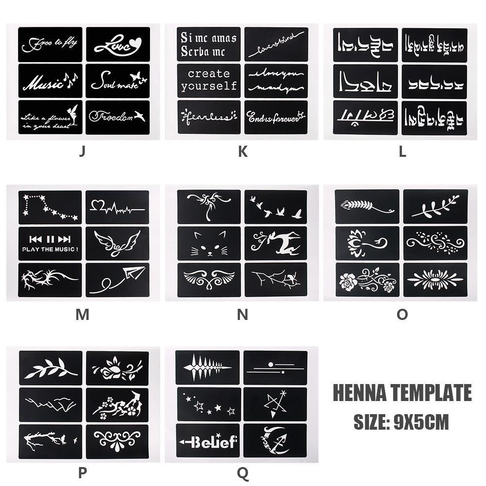 1 Sheet 6 Maps Body Art Paint Stencil Temporary Henna Tattoo Stencil Gifts Templates Decal DIY Flower Painting