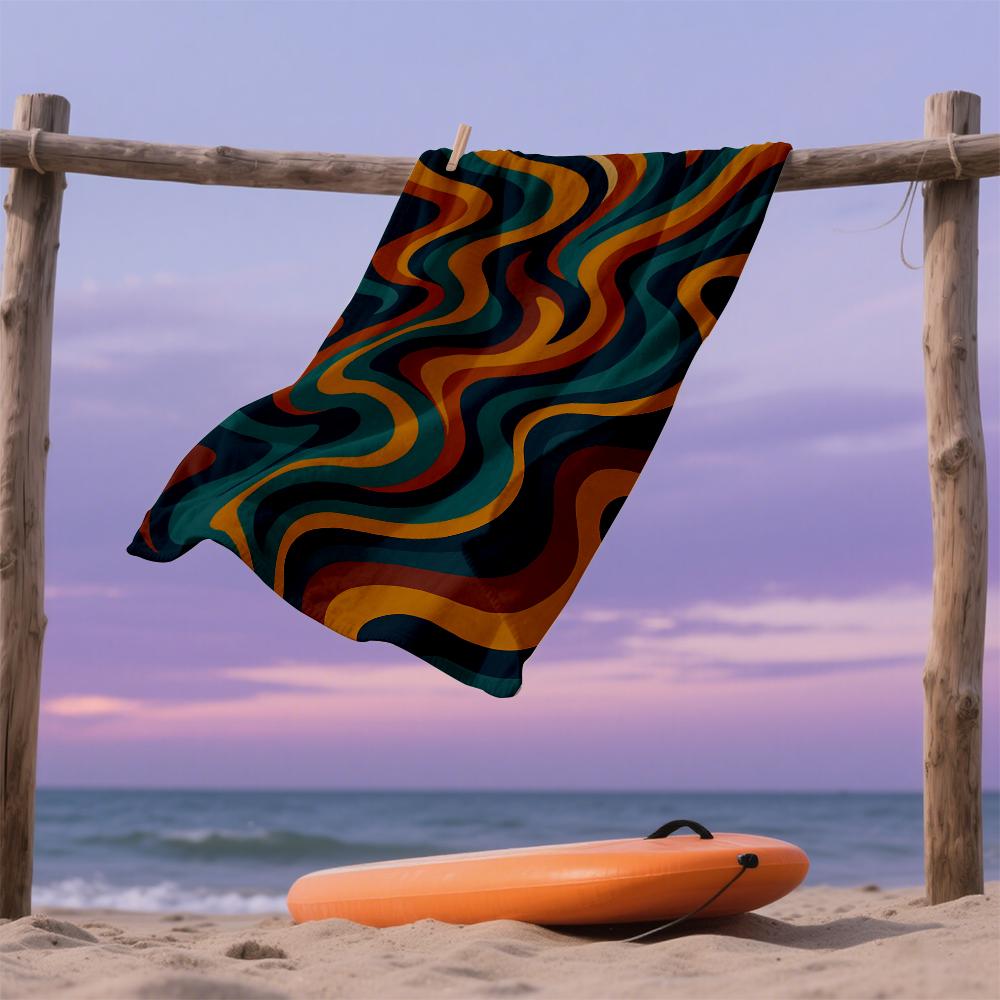 Earth Tone Swirl Oversized Microfiber Beach Towel Sand Proof Quick Dry, Absorbent for Swimming Pool Travel Camping