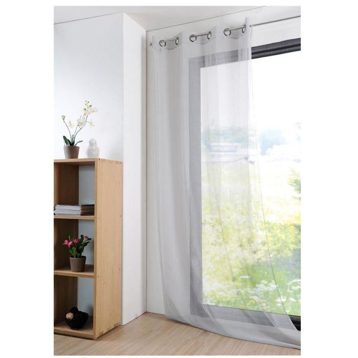 Voilage - Mona - 135 X 260 Cm - Gris - 100% Polyester - Œillets Métalliques