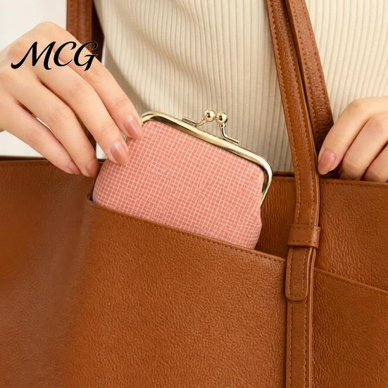 Travel Coin Holder Retro Plaid Purse, Cotton Fabric Small Change Mini Purse Kiss Lock Pouch for Women Coins Cash Earrings Lipstick Storage