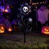Scary Garden Ornaments Halloween Stake, Waterproof Spooky Skull Flower Lawn Art, 2D Creepy Decorative Stakes Metal Plant Stake for Porch, Patio, Lawn,