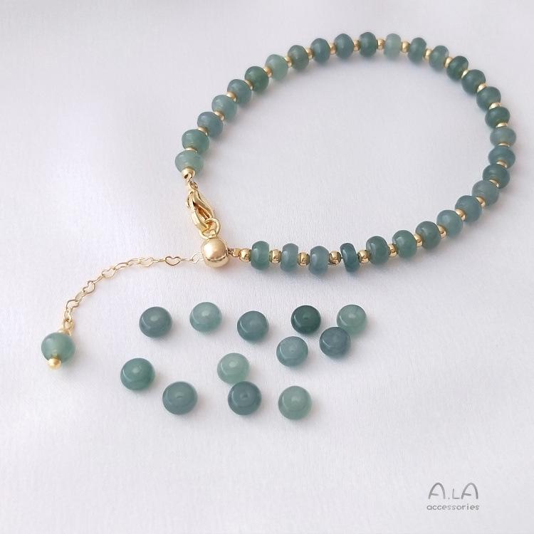 Natural Ice Jade Barrel Abacus Beads for DIY Bracelets