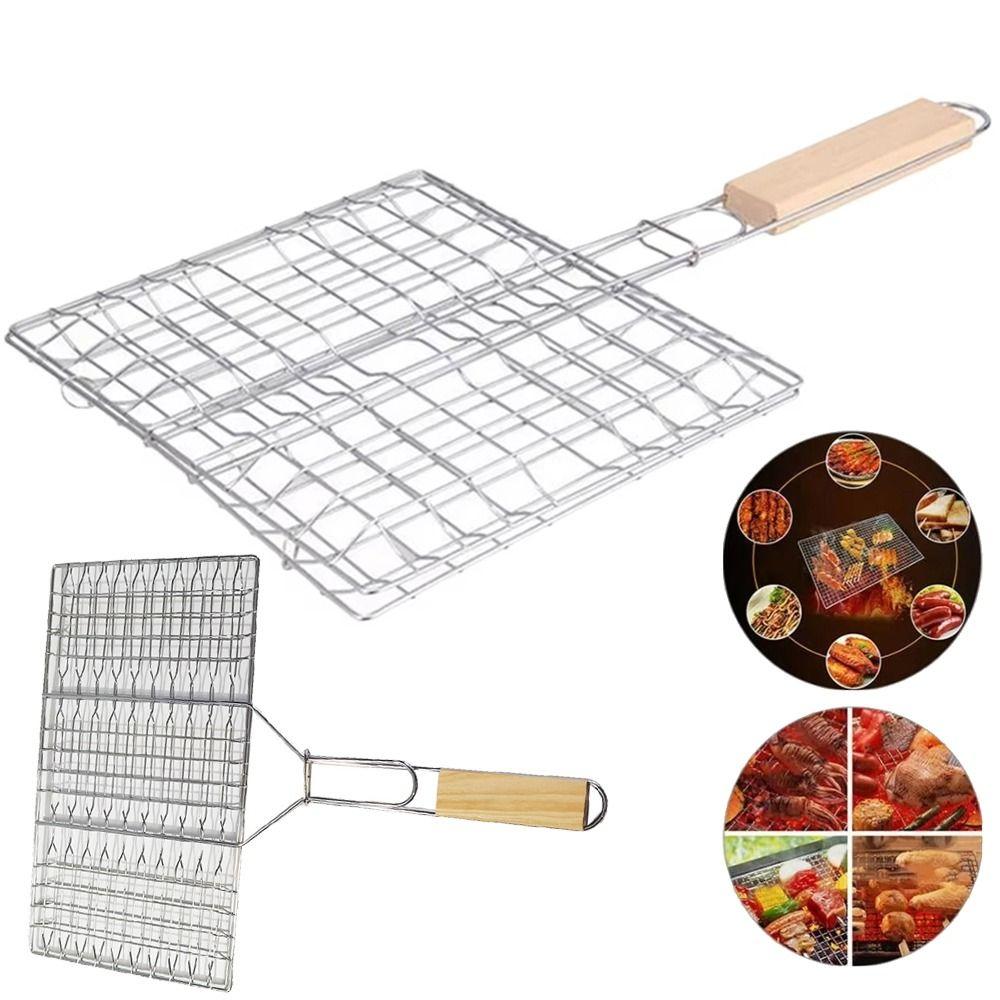 Reusable Fish Grilling Rack Folding BBQ Grilling Basket Portable Fish Grill Baskets  for Veggies