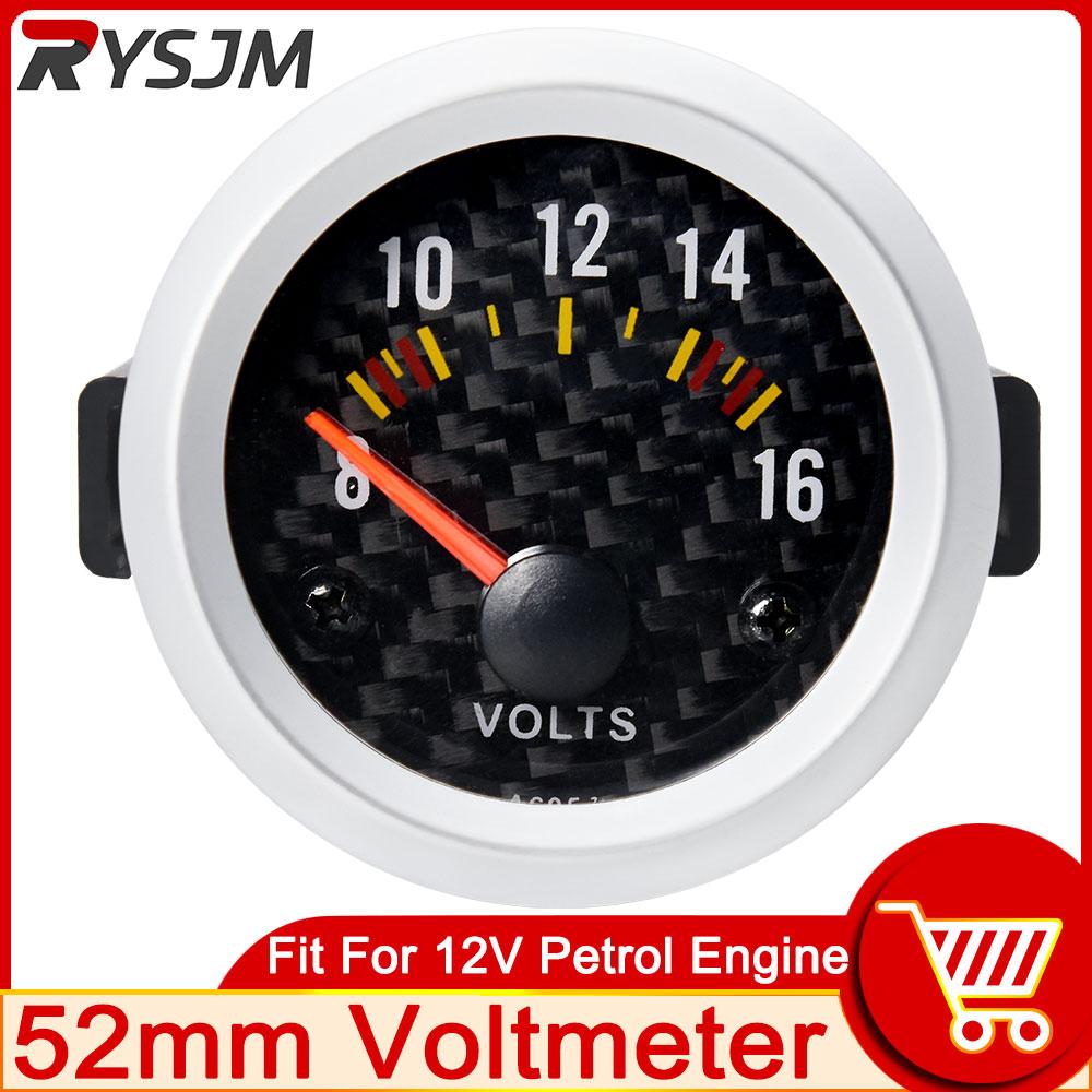 AD 52mm Voltmeter Gauge VOLT Meter 12V Auto Instrument Voltage Meters 8~16V Meter Painel Universal Moto Auto Truck Car Gauge