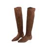 Coarse Heel Khaki Suede Tall Pile Knight Boots Women's Boots 2025 Autumn and Winter V-mouth Skinny Boots