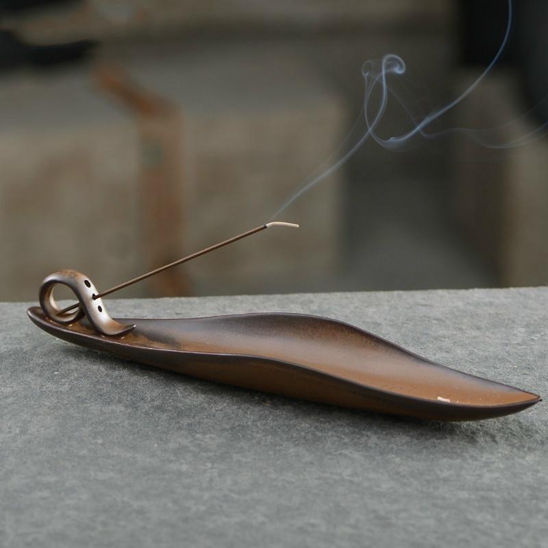 Räucherstäbchenhalter, Vintage-Räuchergefäß, buddhistische Tempelzubehör, chinesische A-Blatt-Boot-Räuchergefäße