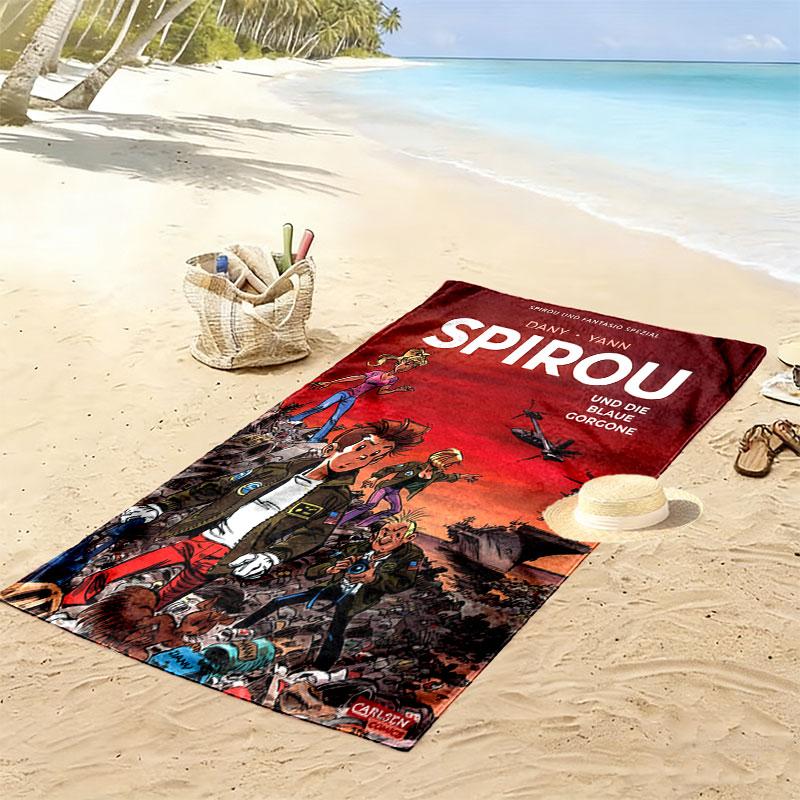 Spirou Blaze Print Beach Towel, Large Soft Quick Dry Towel for Beach Camping Swimming