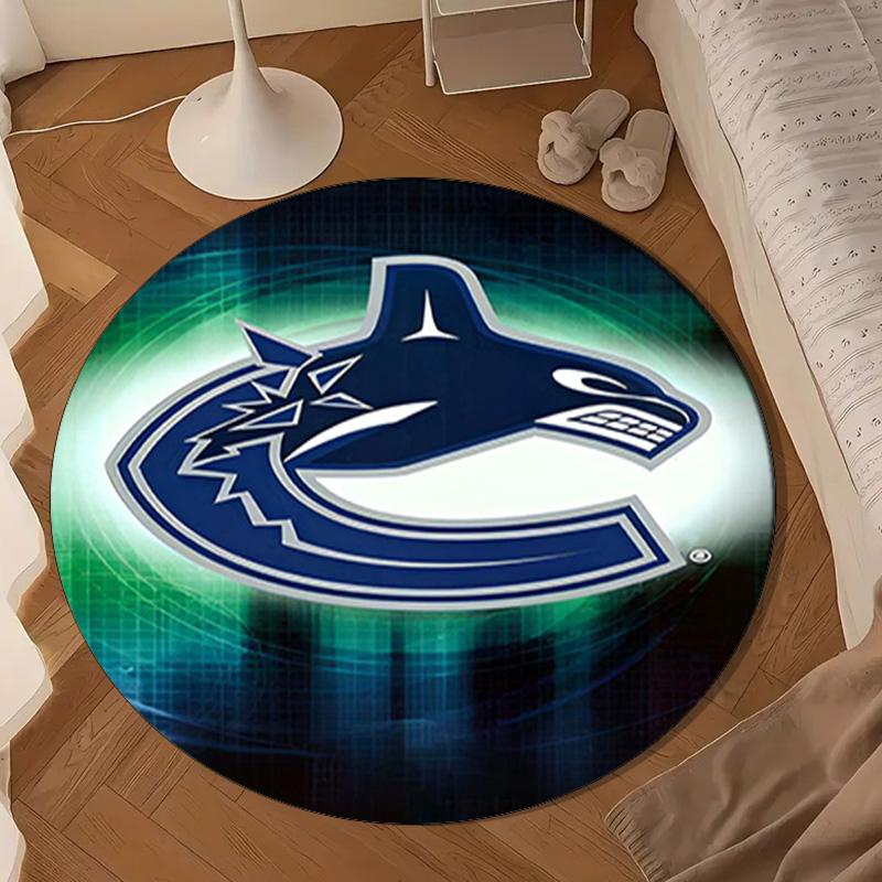 Vancouver Hockey Art Round Rug for Livingroom,Bedroom, Palyroom, Chair Rug, Area rug, Circle Carpet, Large Size Decor Fan Christmas gift