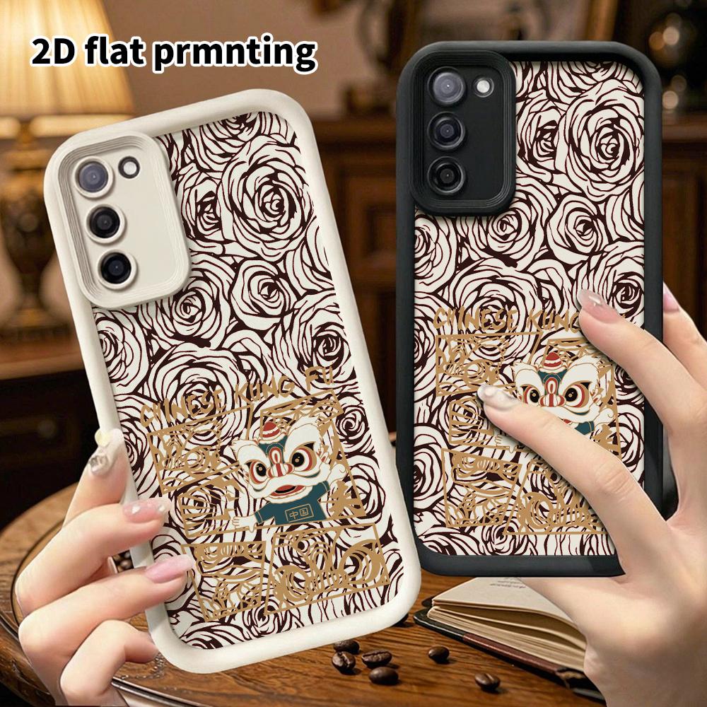 Phone Case: 2D Flat Samsung Galaxy A34 A35 M05 M06 S20 S22 S21 FE Plus 5G Protective Case, Gold Frame, Christmas and Halloween Gift