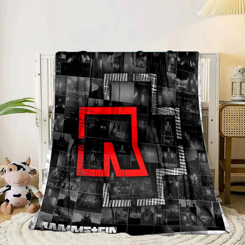 Ramm-stein Skulls And Logo Blanket Flannel Blanket for Bed, Sofa, Camping, Hiking, Picnic Essentials, Gift for Family Fan Gifts