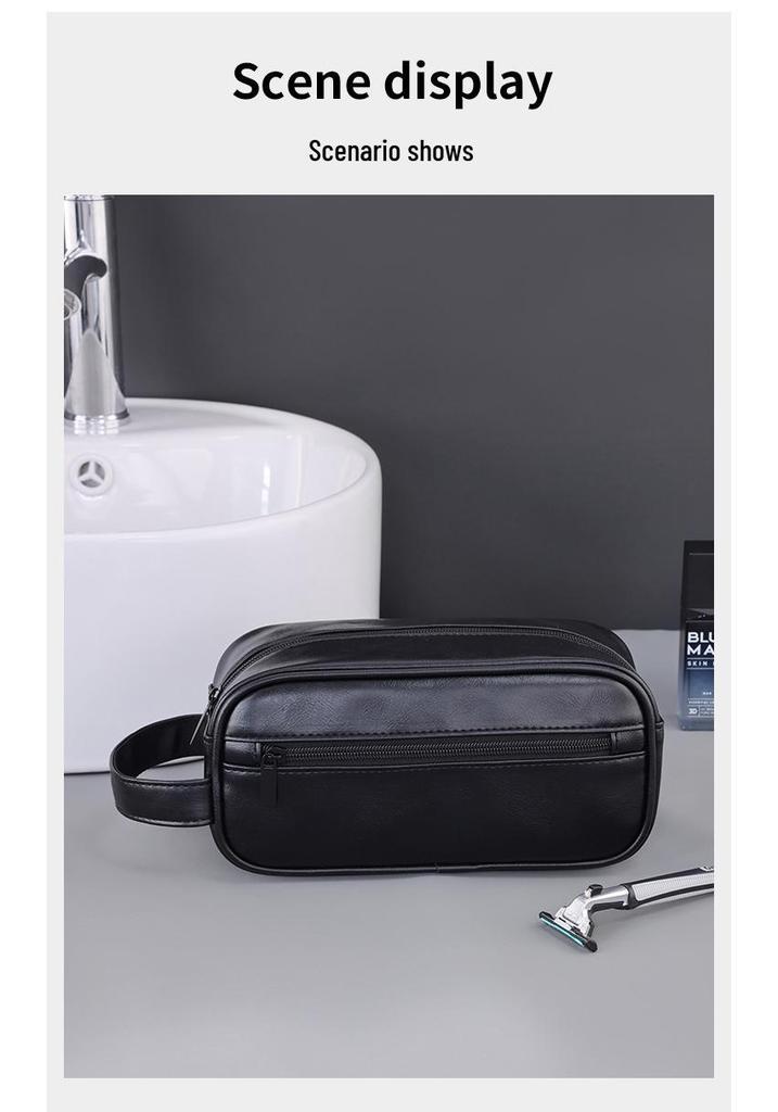 Men's PU Travel Toiletry Bag - Large Capacity, Portable, High-End Feel