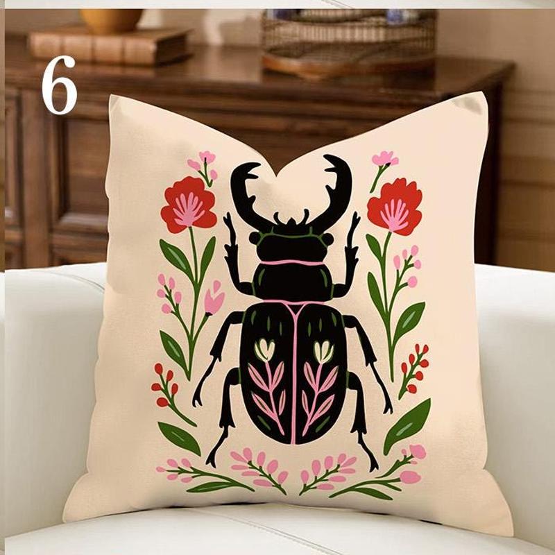 pc Mexican Folk Bug Ladybug Wildflower Pillow Cover D DoubleSide Print Polyester Cushion Case for Bedroom Dorm Boho Colorful