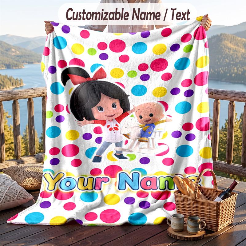 Cleo & Cuquín Flannel Blanket, Personalized Custom Name Text, Soft Warm Plush Throw Blanket For Gift