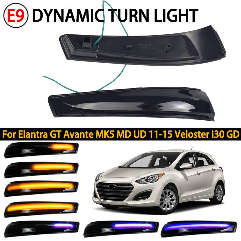 Side Mirror Flashing Light LED Dynamic Turn Signal Light Flowing Water Blinker For Hyundai Elantra GT Avante MK5 MD UD Veloster