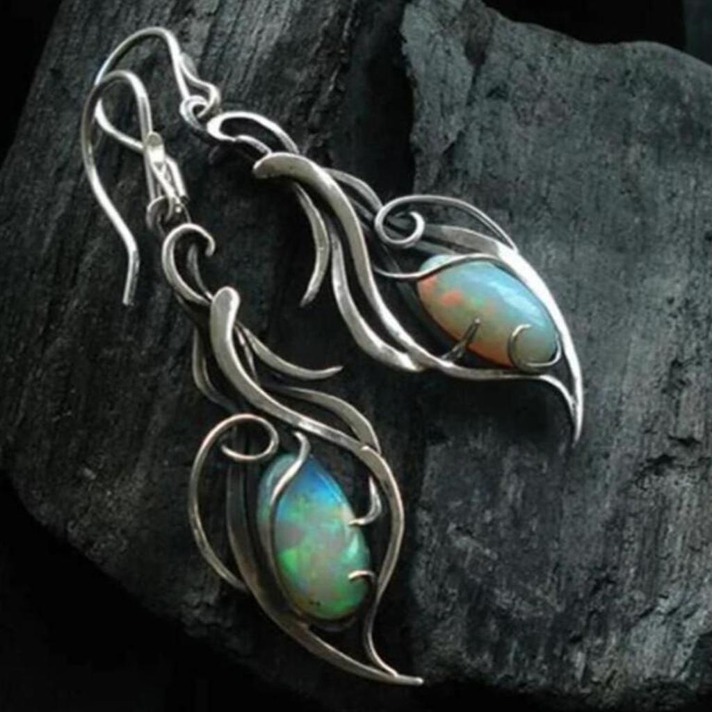 1 Pereche de Cercei Pandantiv Bohomian din Aliaj de Zinc Colorat cu Opal, Zircon Elegant Potrivit pentru Festivaluri și Ocazii Speciale
