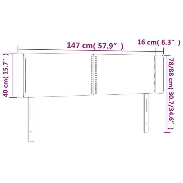 VidaXL Tête de Lit à LED Meuble de Chambre à Coucher Accessoire de Lit Double Tête de Cadre de Lit Intérieur Gris Foncé 3123145