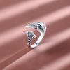Adjustable Open Ring Women Men Sterling Fish Tail Design Vintage Retro Artisan Style Jewelry Gift