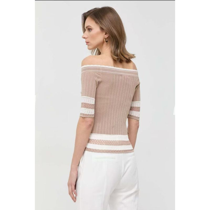 American Style ~ M's a off-Shoulder Knitted Short-Sleeved Blouse