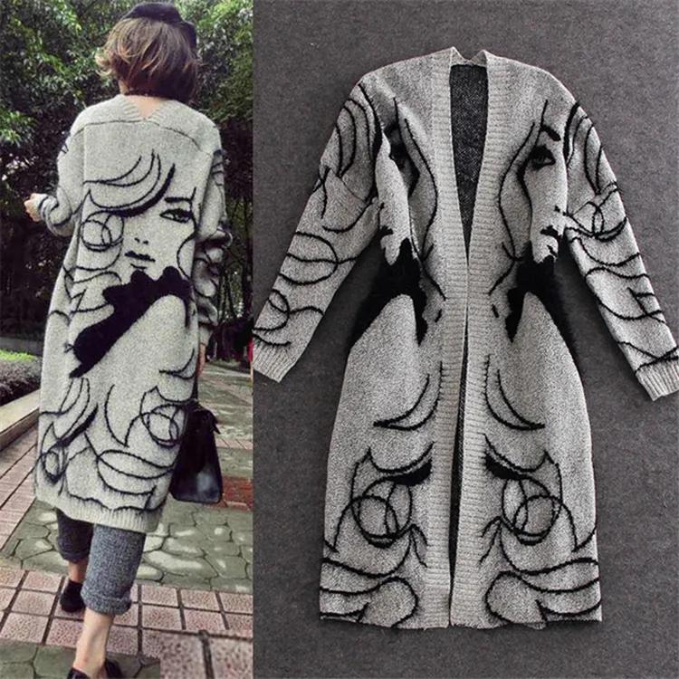 Autumn Winter Fashion Women Long Sleeve loose knitting cardigan sweater Women Knitted Female Cardigan pull femme