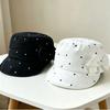 New removable bow polka dot flat top equestrian hat girl heart cap summer thin newsboy hat