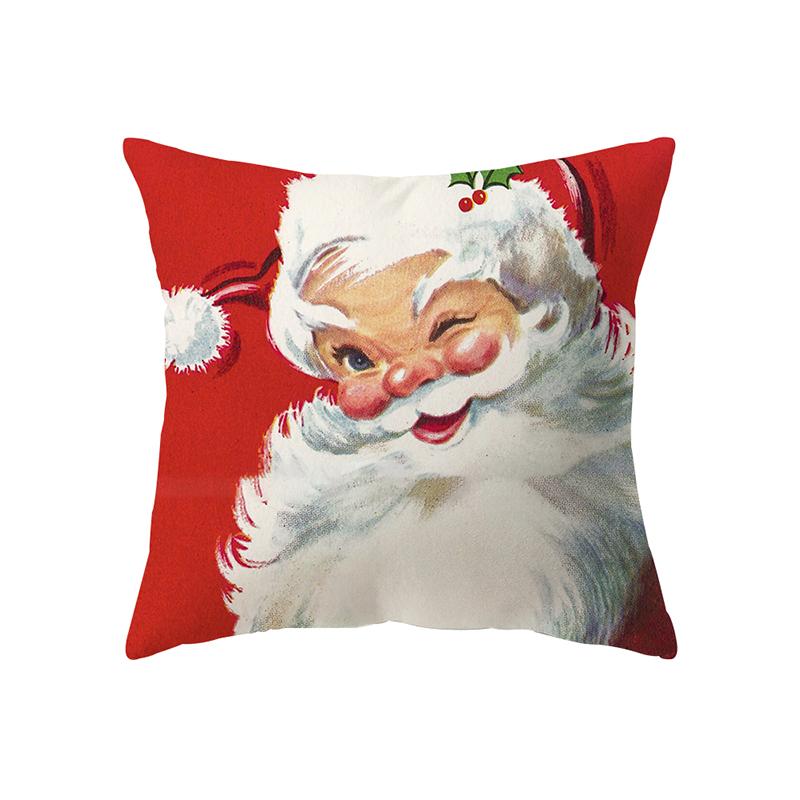 Cute Santa Claus Christmas Decoration Printed Pattern Cushion Cover Home Living Room Sofa Decorative Pillow Pillow Cover
