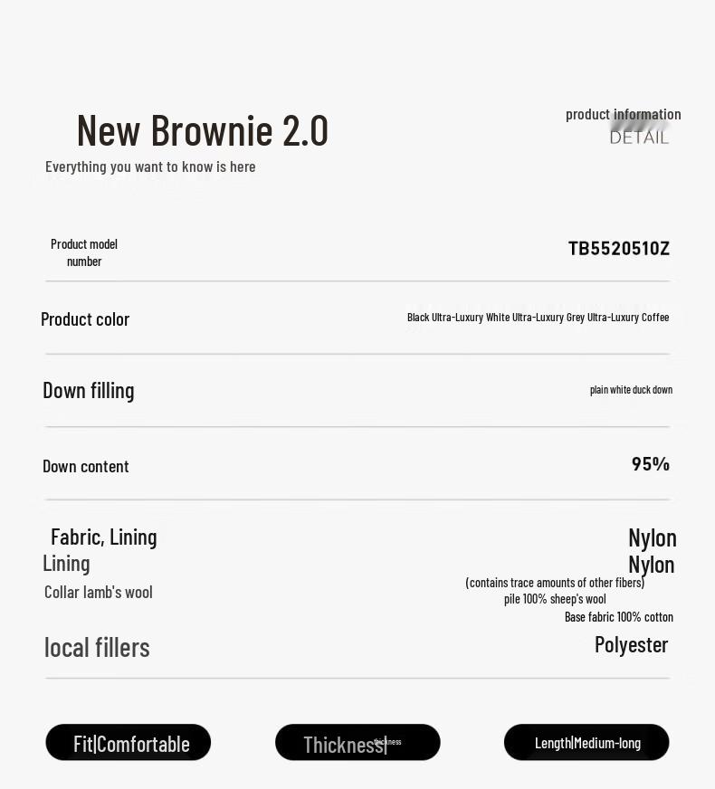 Tanboer Women's Brownie Detachable Hood Long Down Jacket