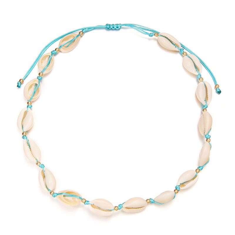 Damenmode Natürliche Muschel Geflochtenes Armband Halskette Böhmen Frauen Strandstil Schmuckset