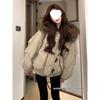 American Retro Hooded Cotton Jacket with Fur Collar and Horn Button - Women's Winter 2025.