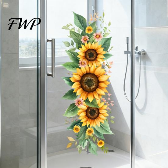 Damage-free Window Sticker Spring Summer Flowers Clings Double Sided Tulip/Rose/Wildflowers Decorative Cling In Vase Decals Anti-Collision Glass Door
