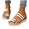 Womens Sandals Wide Ladies Summer Casual Colour Blocking Soft Leather Woven Straw Bottom Thick Bottom Slope Heel Sandalias Mujer