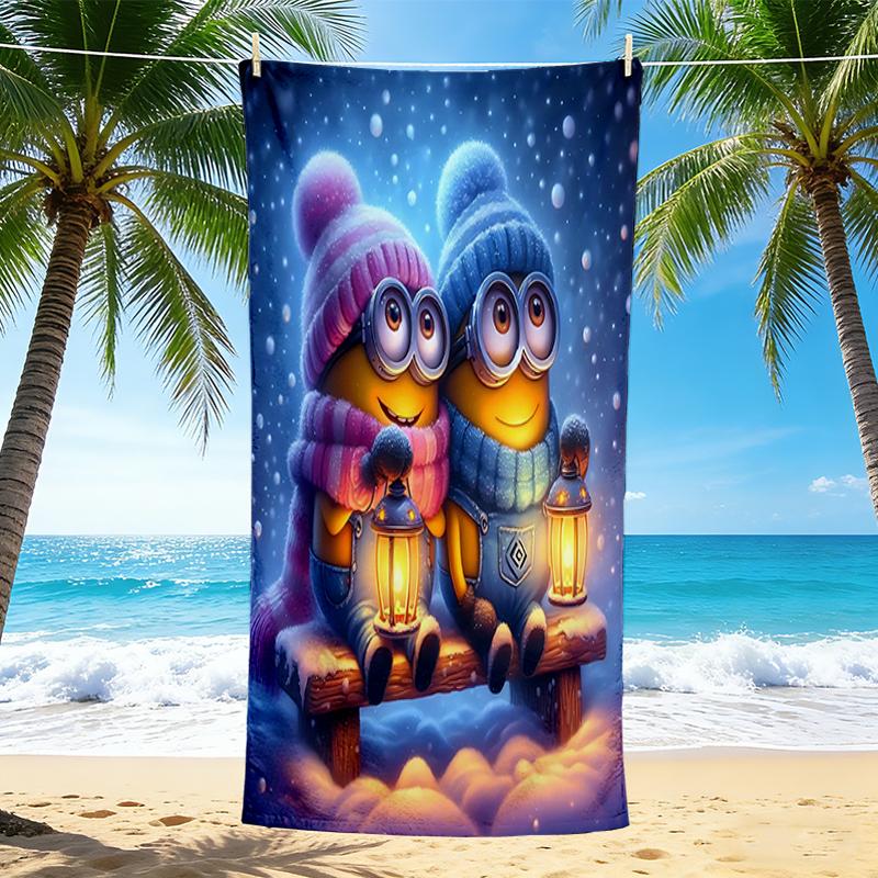 1Pc Winter Minions Friendship Beach Towel Quick Dry Multiuse For Beach Pool Gym Yoga Home Travel Christmas Halloween Xmas Gift S1256