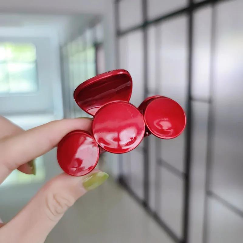 Koreański akrylowy czerwony spinka do włosów dla kobiet geometria mały duży krab spinki do włosów dziewczyny moda kwadratowy krzyż spinki do włosów akcesoria do włosów