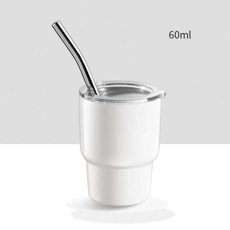 LMETJMA 2oz Mini Tumbler Double Stainless Steel Vacuum Cup Sublimation Shot Glass Tumblers Mugs with Straw and Lids JT228