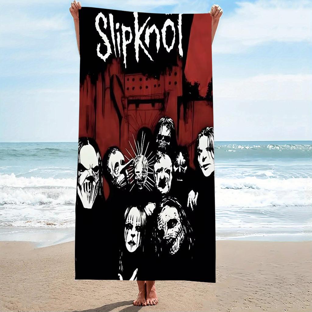 Asciugamano da Spiaggia S-Slipknot Band Portrait Blood Microfibra Morbido Asciugatura Rapida Maschera Heavy Metal Stampata Asciugamano da Bagno Nuoto Esterno