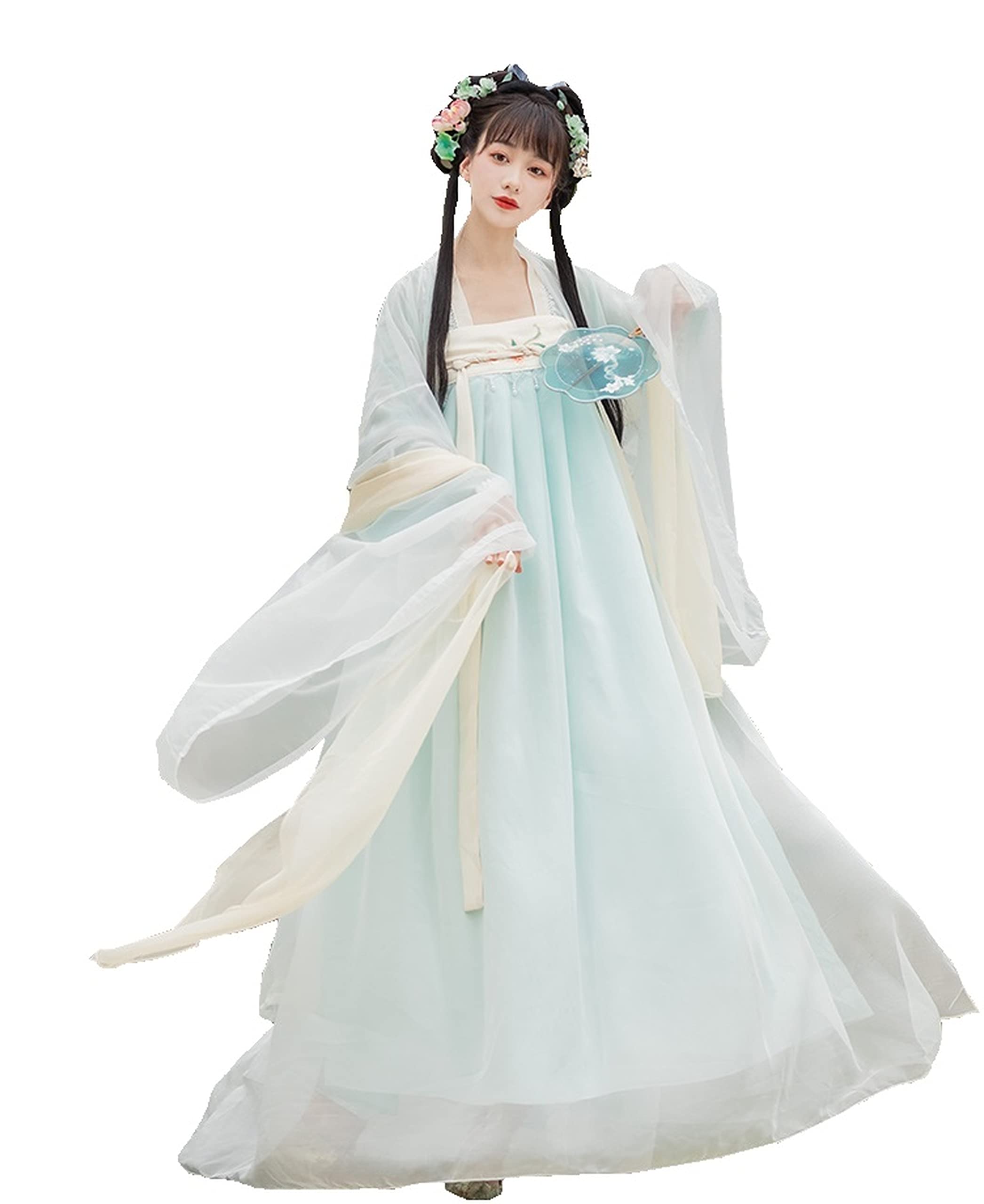 

Hanfu Cosplay Ancient Chinese Tang Long Tattoo Sticker Included [Yousaku Co., Ltd.] Costume, Women s, Costume, Halloween, Stage, Court, Skirt, світло-синій колір
