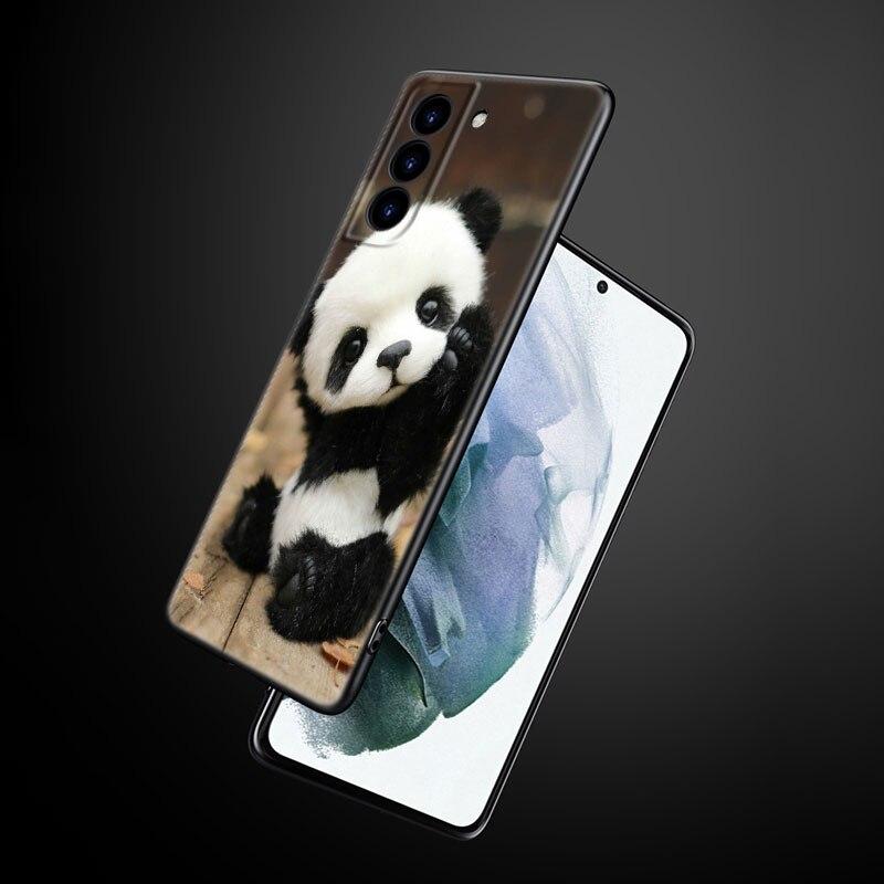 Chinesische Bär Panda Handyhülle für Samsung Galaxy S22 Pro S21 S20 Ultra FE S10 Lite 5G S10E S9 S8 Plus Weiche TPU Schwarze Hülle