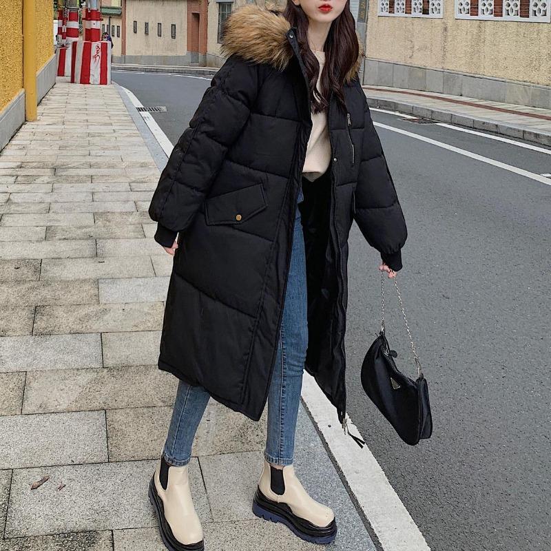 European and American Down Cotton Jacket Women's Winter 2025 Mid-length Large Size Padded Jacket Loose Thickened Cotton Jacket Cotton