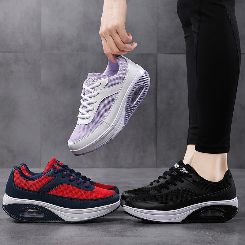 Herbst neue Übergröße Schaukelnde Schuhe Sport Mesh Schaukelnde Schuhe Plateau Sportschuhe Fitnessschuhe
