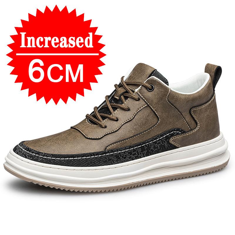 Scarpe da ginnastica da uomo con rialzo, scarpe con rialzo per uomo, solette da 8 cm, casual, in vera pelle, sportive, con rialzo, scarpe alte