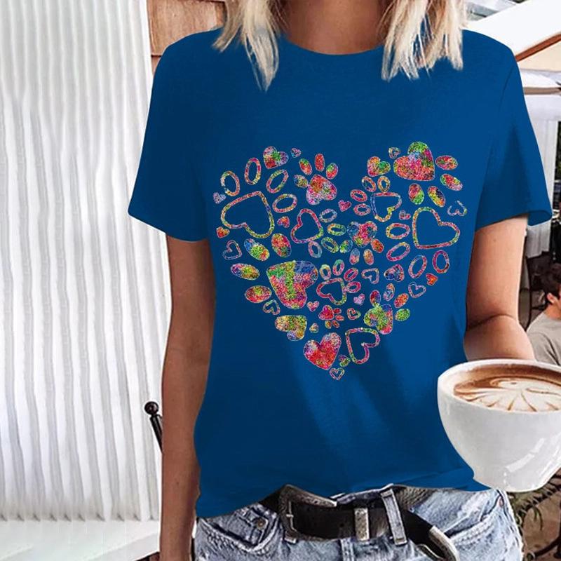 Women's Summer 3D Printed Round Neck Casual Top Short Sleeved T-shirt