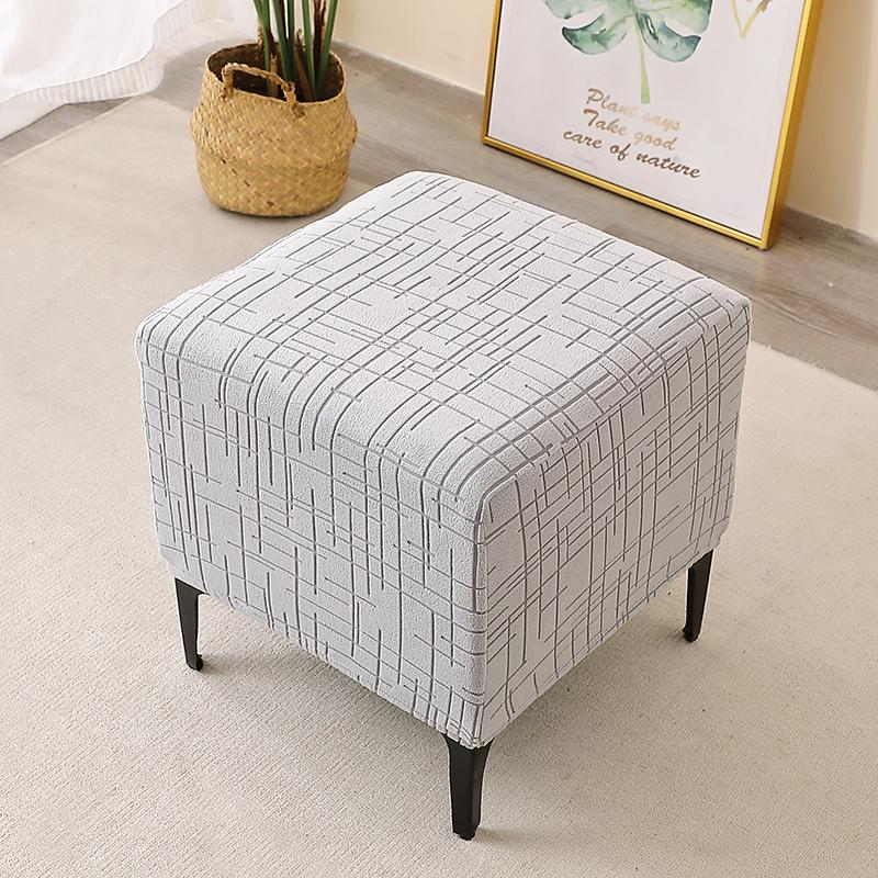 

1/2PCS Jacquard Square Ottoman Cover Stretch Footrest Slipcovers Square Footstool Covers Removable House Pouf Stool Covers 1pc stool cover