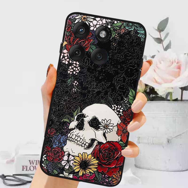 3D Emboss Cases For Edge 60 Fusion / Edge 60 Pro Relief Embossed Retro Silicone Back Cover For Edge 60 Stylus Black Funda 60 Pro