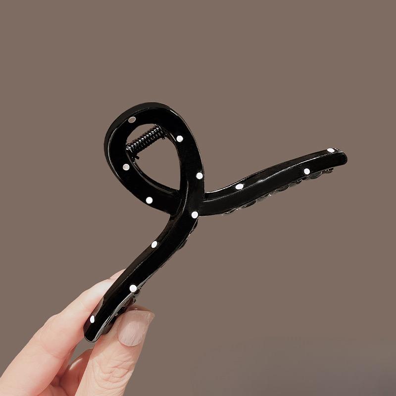 Заколка для волос в горошек черно-белая с масляной эмалью заколка-акула заколка для волос на затылок аксессуар для волос Polka dot black gripper