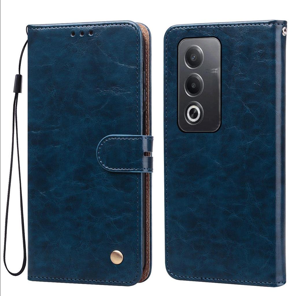 Vintage Crazy Horse Texture PU Leather Flip Wallet Phone Case for OPPO A3 Pro 5G Card Holder Kickstand Shockproof Protective Cover