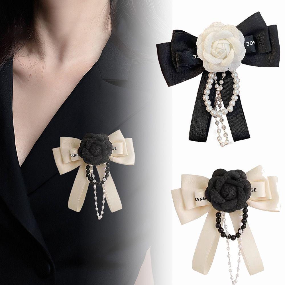 Scarf Decorative Camellia Brooch Bowknot Sweater Pin Luxury Flower Brooch  Clothes Accessories