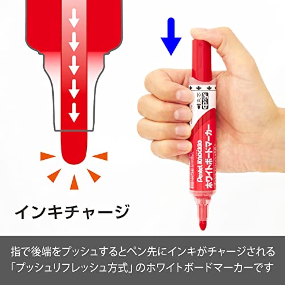 Pentel Whiteboard Marker Knock Round Core Medium Red EMWLM-B